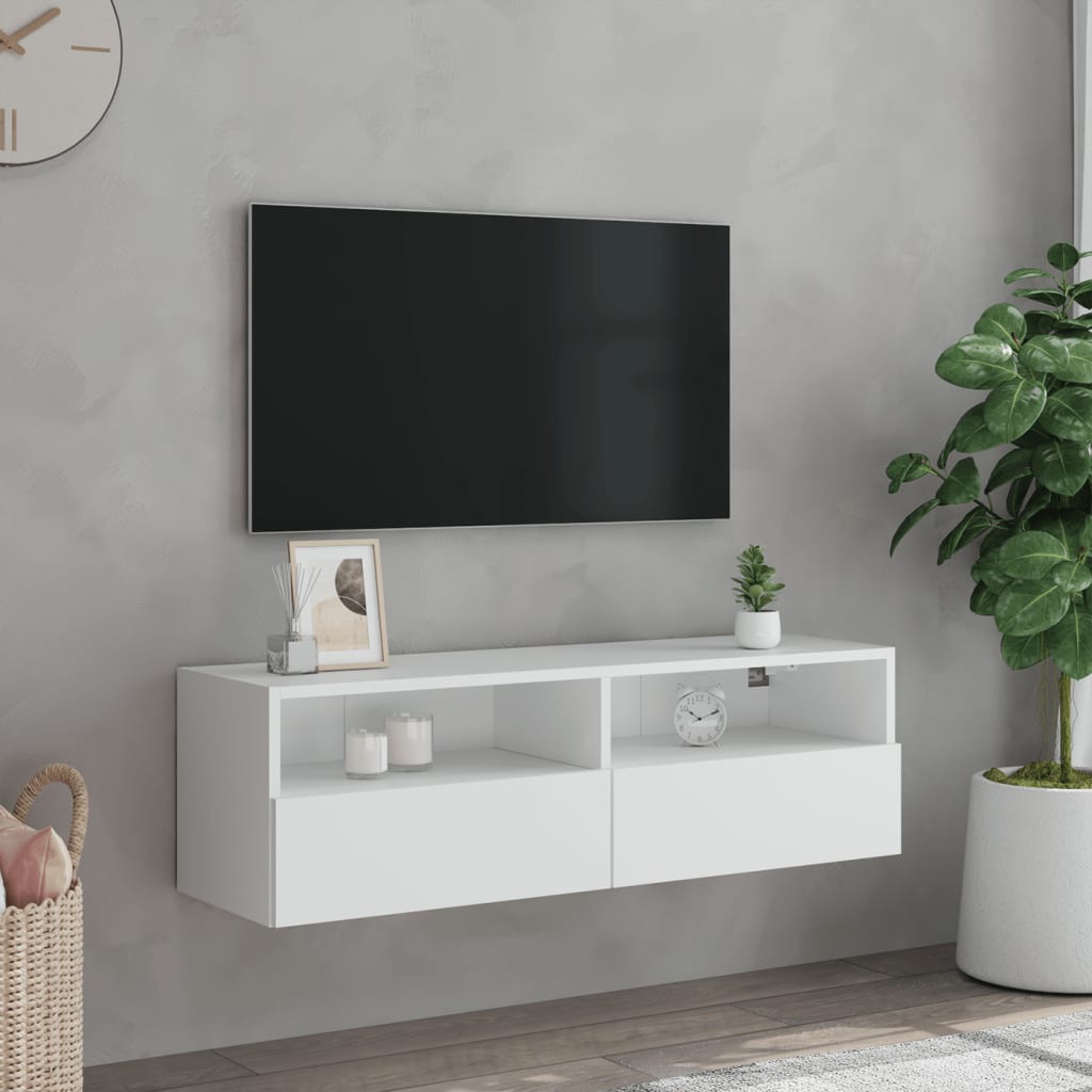 Meuble TV mural blanc 100x30x30 cm bois d'ingénierie - XIOS