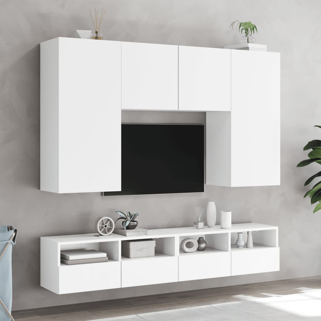 Meuble TV mural blanc 100x30x30 cm bois d'ingénierie - XIOS