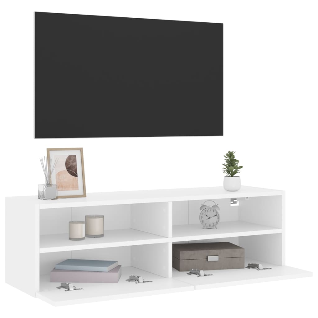 Meuble TV mural blanc 100x30x30 cm bois d'ingénierie - XIOS