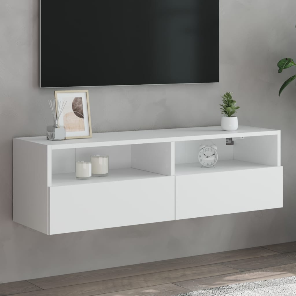 Meuble TV mural blanc 100x30x30 cm bois d'ingénierie - XIOS
