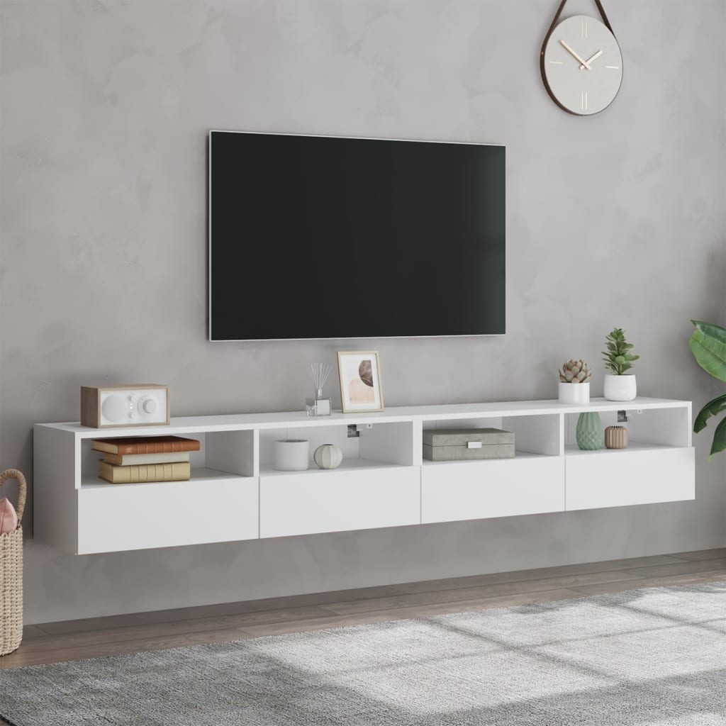 Meubles TV muraux 2 pcs blanc 100x30x30 cm bois d'ingénierie - XIOS