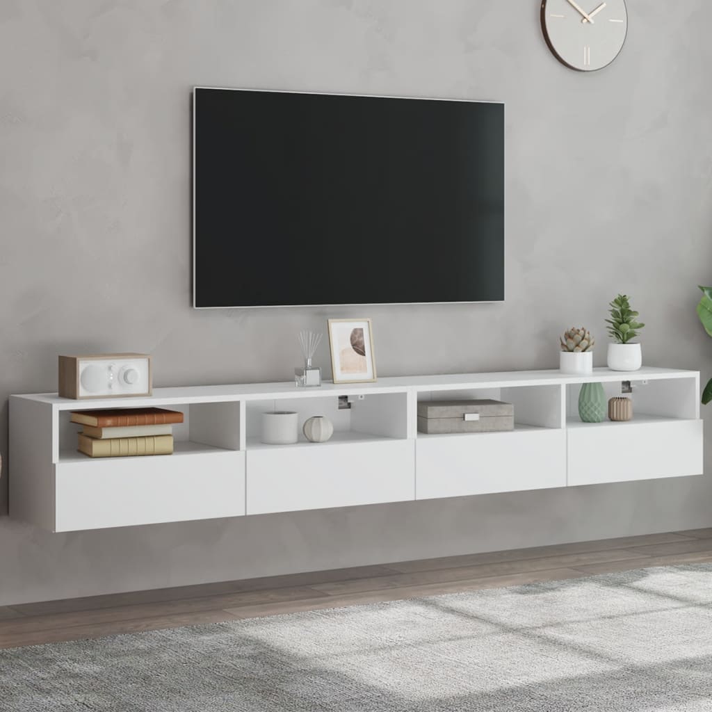 Meubles TV muraux 2 pcs blanc 100x30x30 cm bois d'ingénierie - XIOS