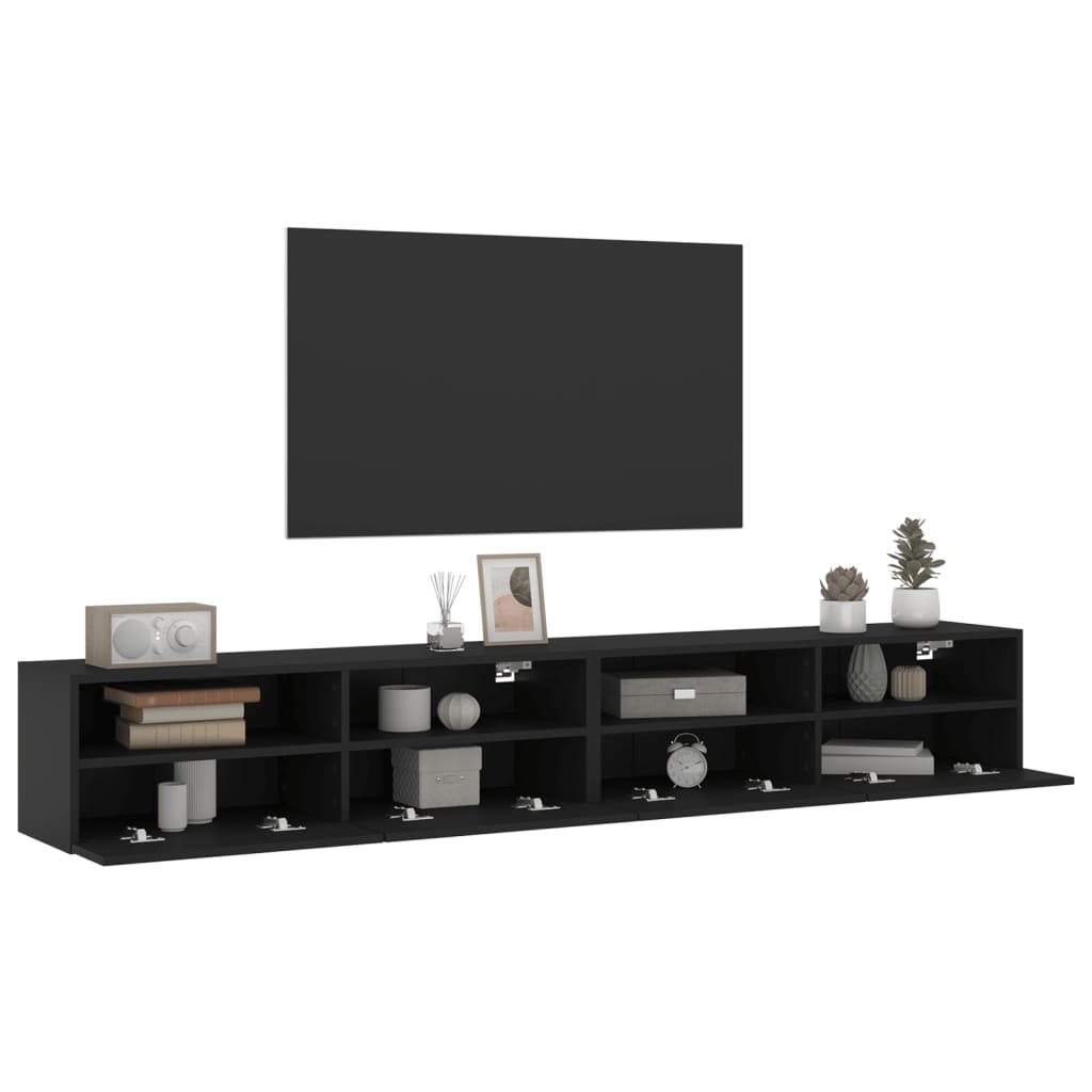 Meubles TV muraux 2 pcs noir 100x30x30 cm bois d'ingénierie - XIOS
