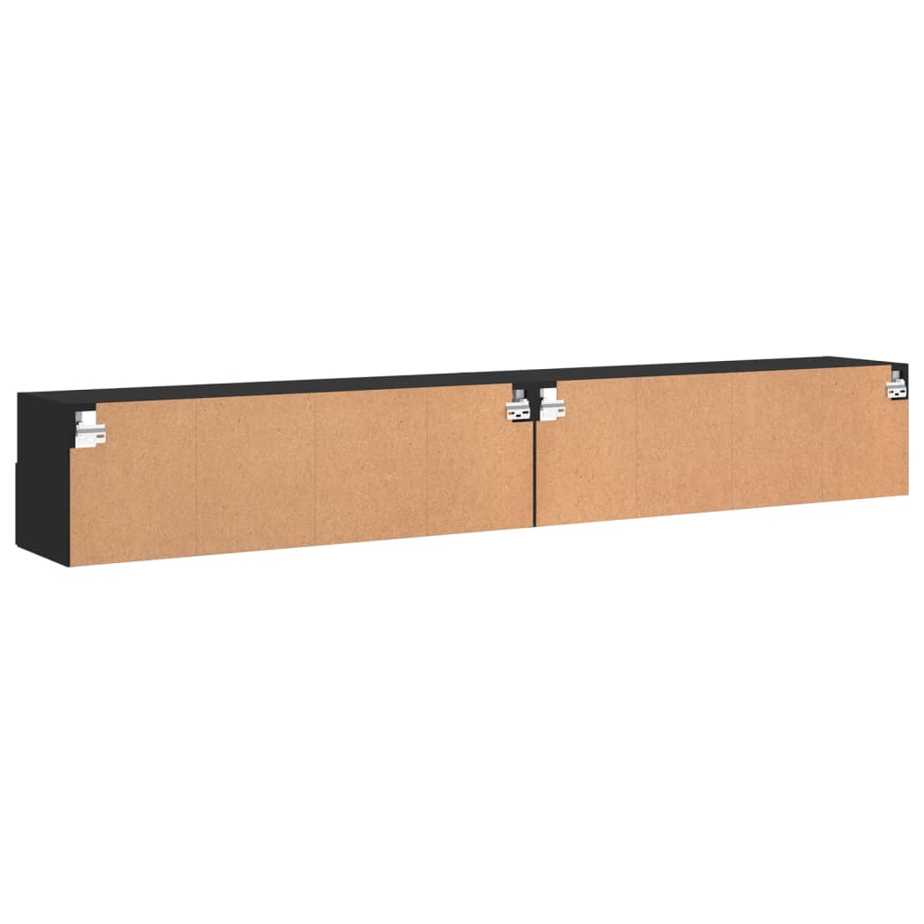 Meubles TV muraux 2 pcs noir 100x30x30 cm bois d'ingénierie - XIOS