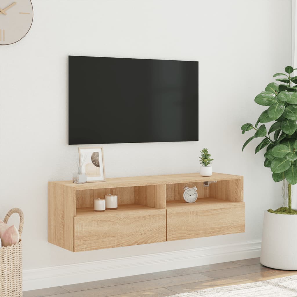 Meuble TV mural chêne sonoma 100x30x30 cm bois d'ingénierie - XIOS