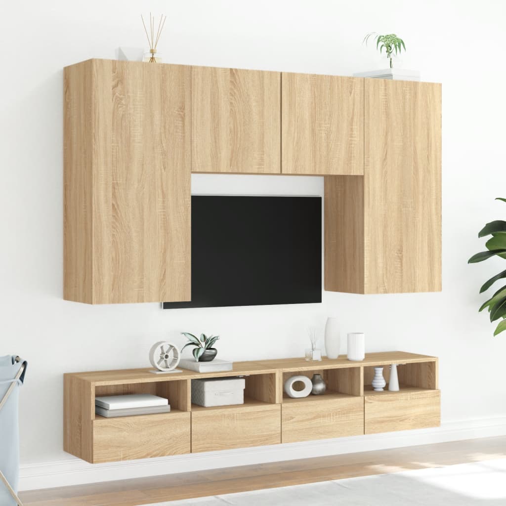 Meuble TV mural chêne sonoma 100x30x30 cm bois d'ingénierie - XIOS