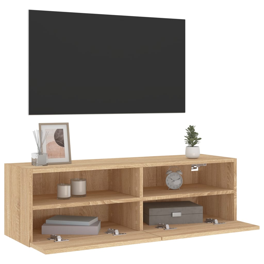 Meuble TV mural chêne sonoma 100x30x30 cm bois d'ingénierie - XIOS