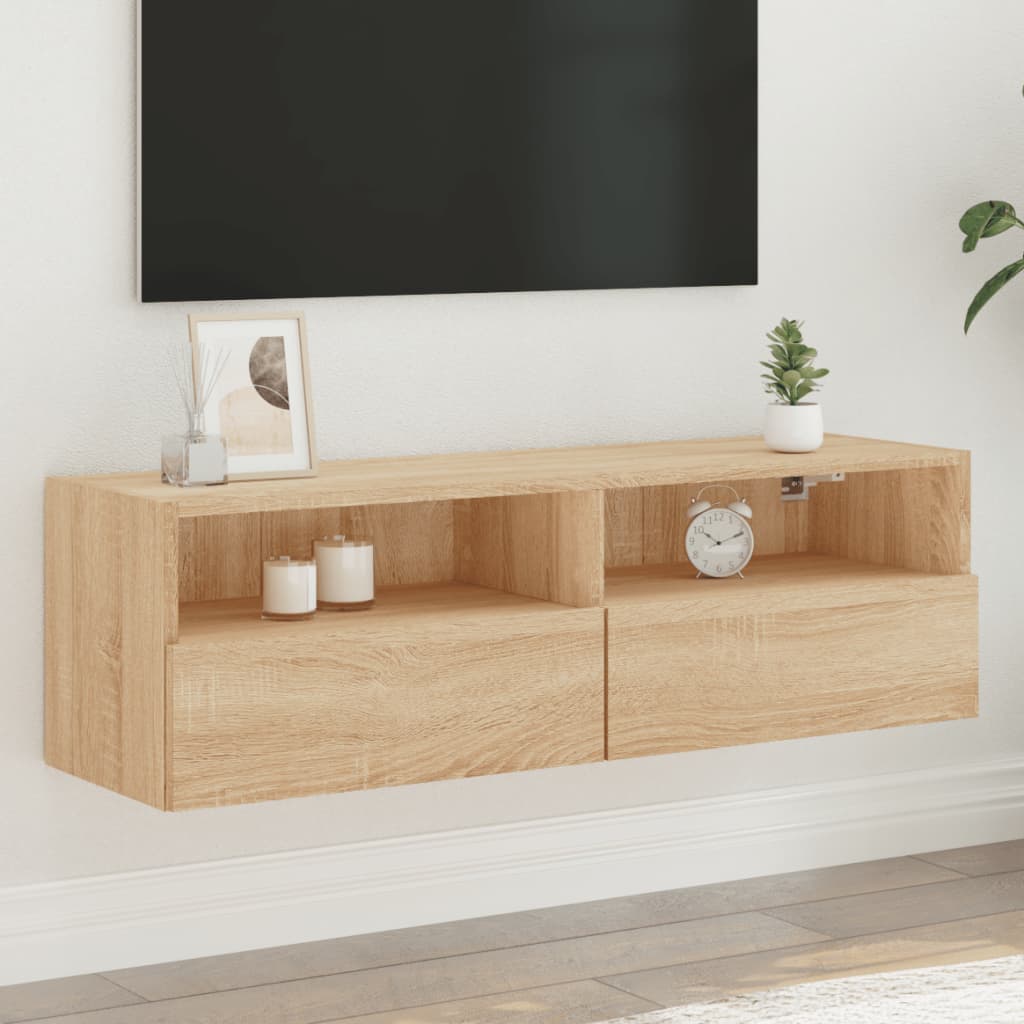 Meuble TV mural chêne sonoma 100x30x30 cm bois d'ingénierie - XIOS