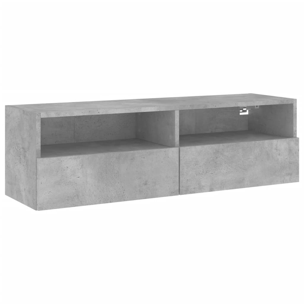 Meuble TV mural gris béton 100x30x30 cm bois d'ingénierie - XIOS