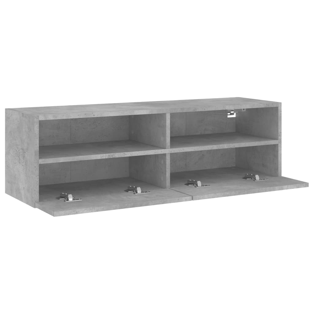 Meuble TV mural gris béton 100x30x30 cm bois d'ingénierie - XIOS