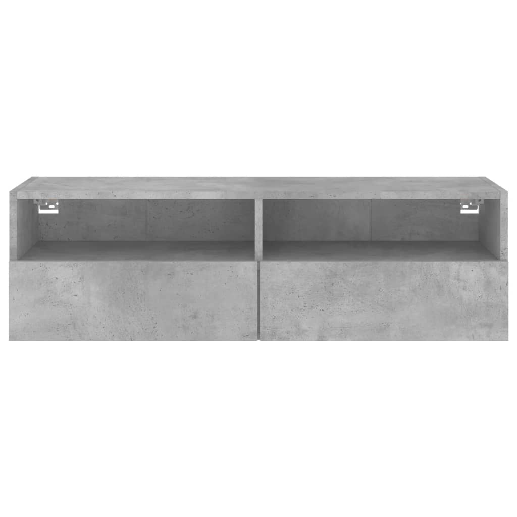 Meuble TV mural gris béton 100x30x30 cm bois d'ingénierie - XIOS