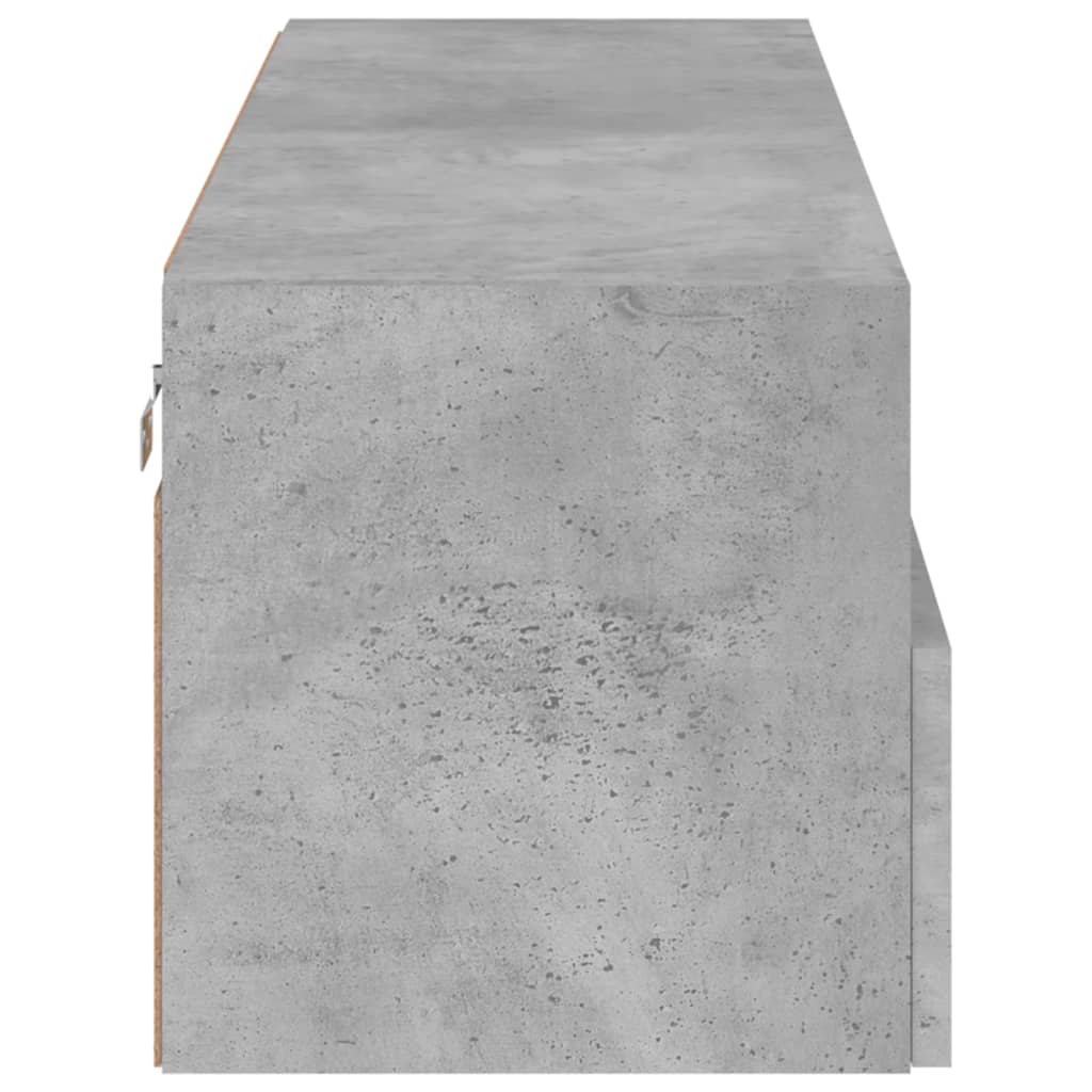 Meuble TV mural gris béton 100x30x30 cm bois d'ingénierie - XIOS