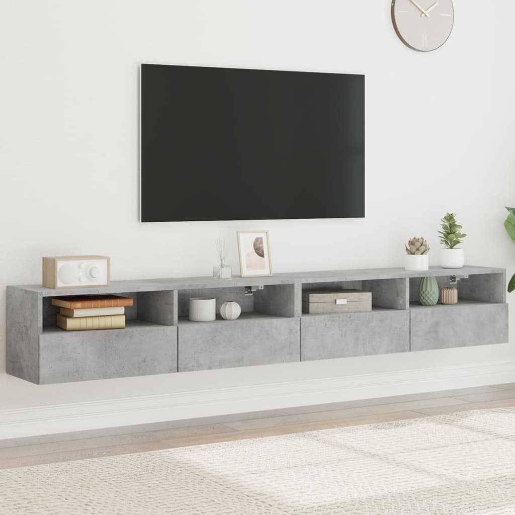 Meubles TV muraux 2pcs gris béton 100x30x30cm bois d'ingénierie - XIOS