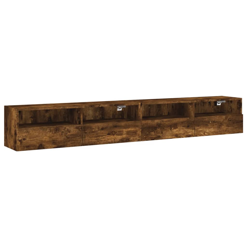 Meubles TV muraux 2pcs chêne fumé 100x30x30cm bois d'ingénierie - XIOS