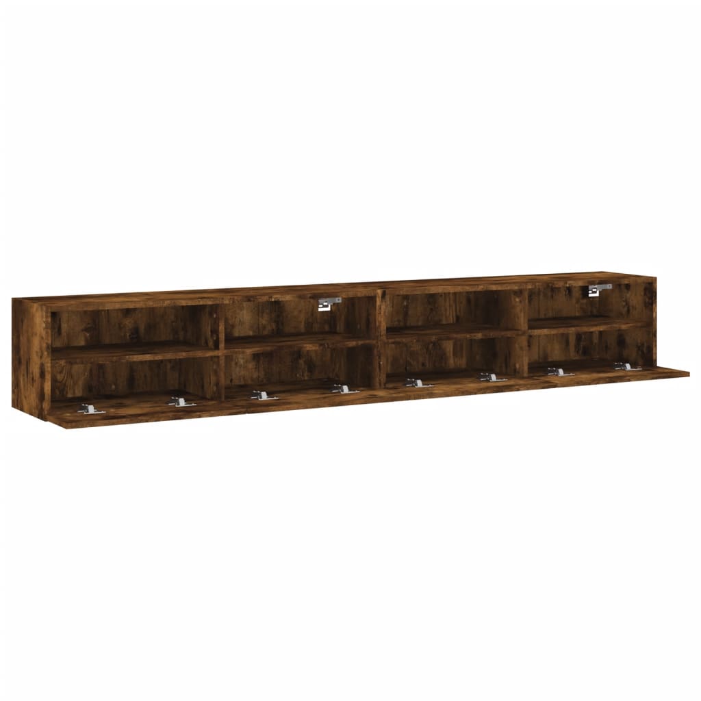 Meubles TV muraux 2pcs chêne fumé 100x30x30cm bois d'ingénierie - XIOS