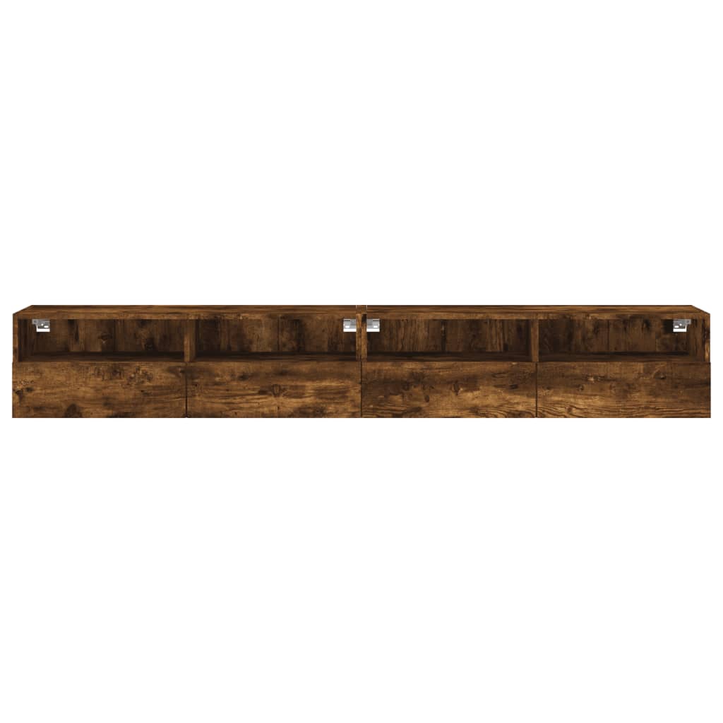 Meubles TV muraux 2pcs chêne fumé 100x30x30cm bois d'ingénierie - XIOS