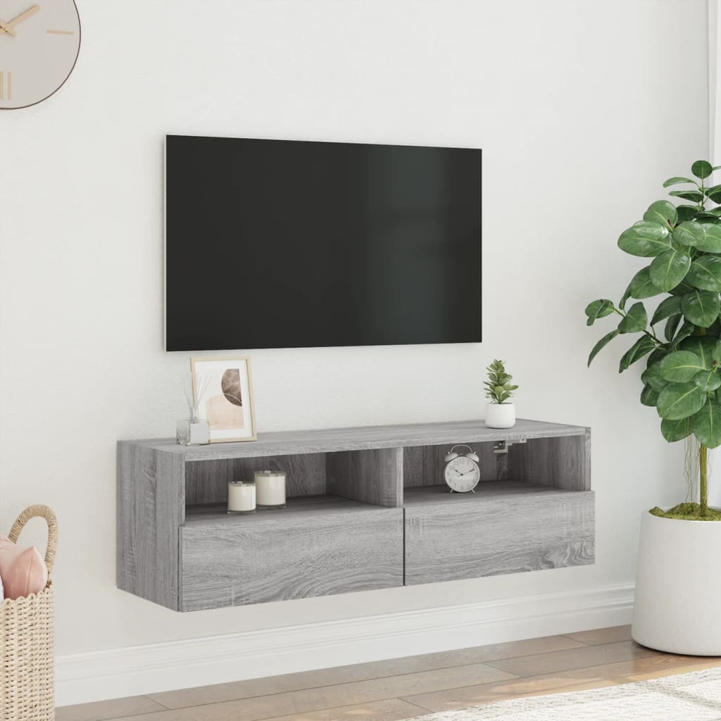 Meuble TV mural sonoma gris 100x30x30 cm bois d'ingénierie - XIOS