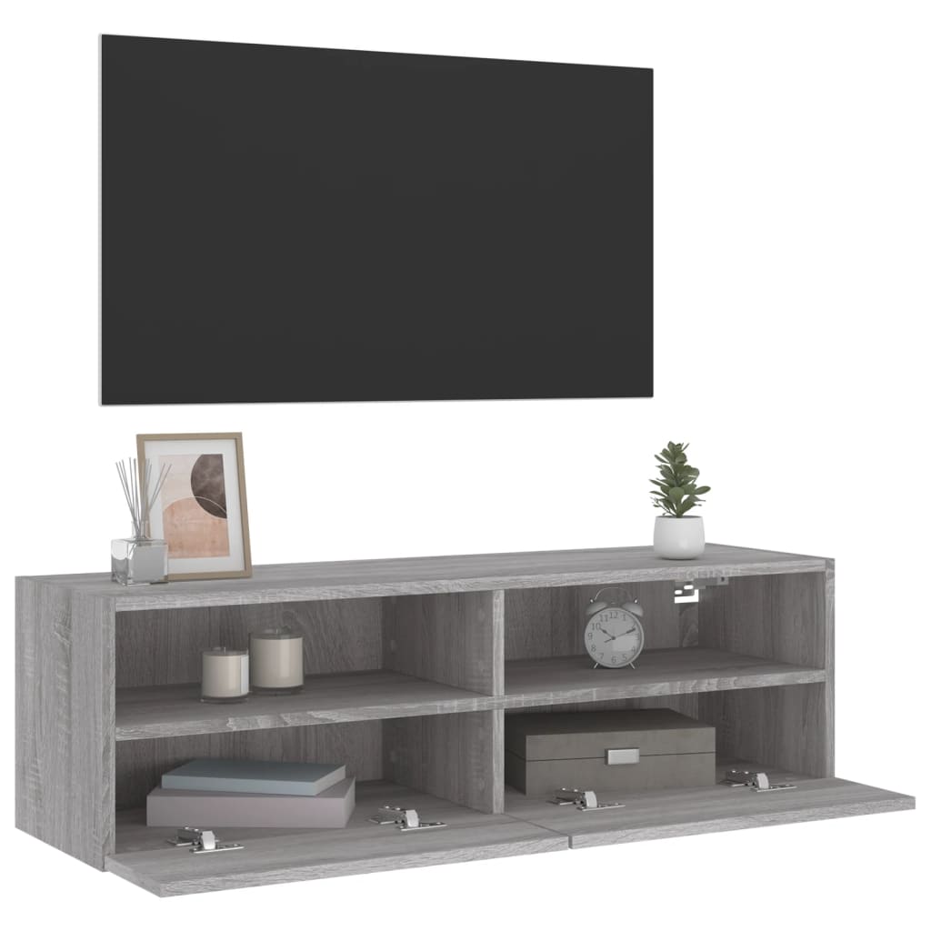 Meuble TV mural sonoma gris 100x30x30 cm bois d'ingénierie - XIOS