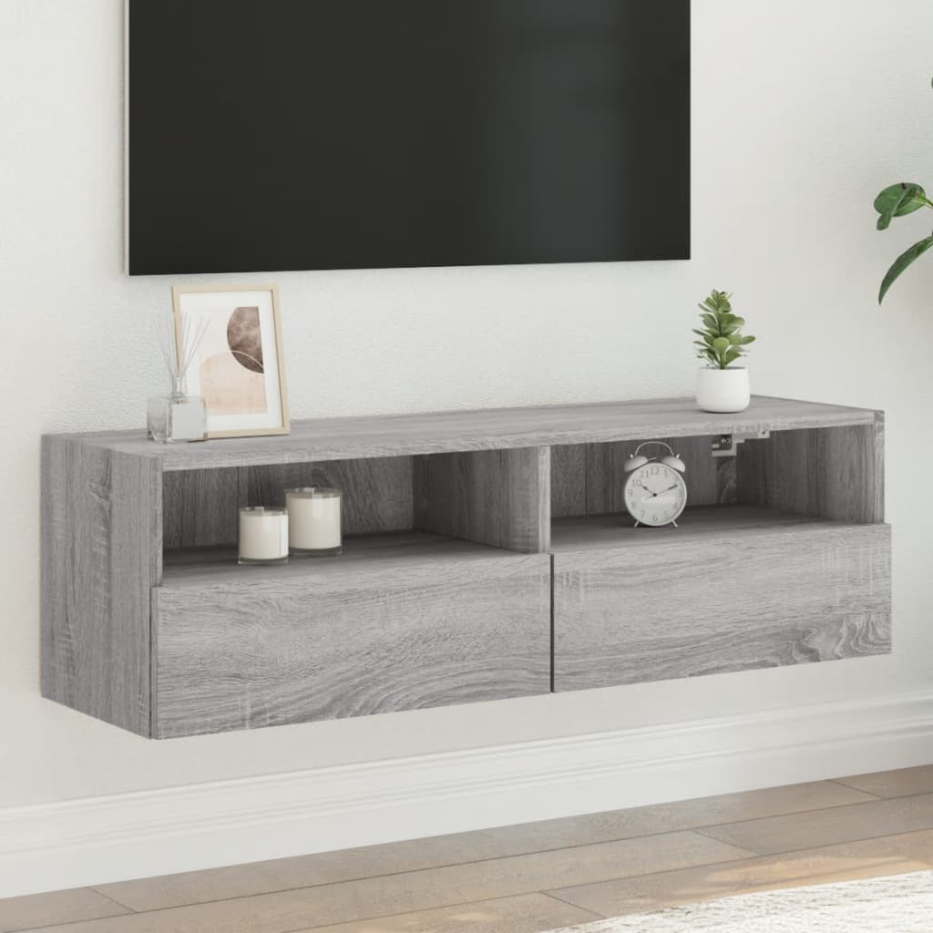 Meuble TV mural sonoma gris 100x30x30 cm bois d'ingénierie - XIOS