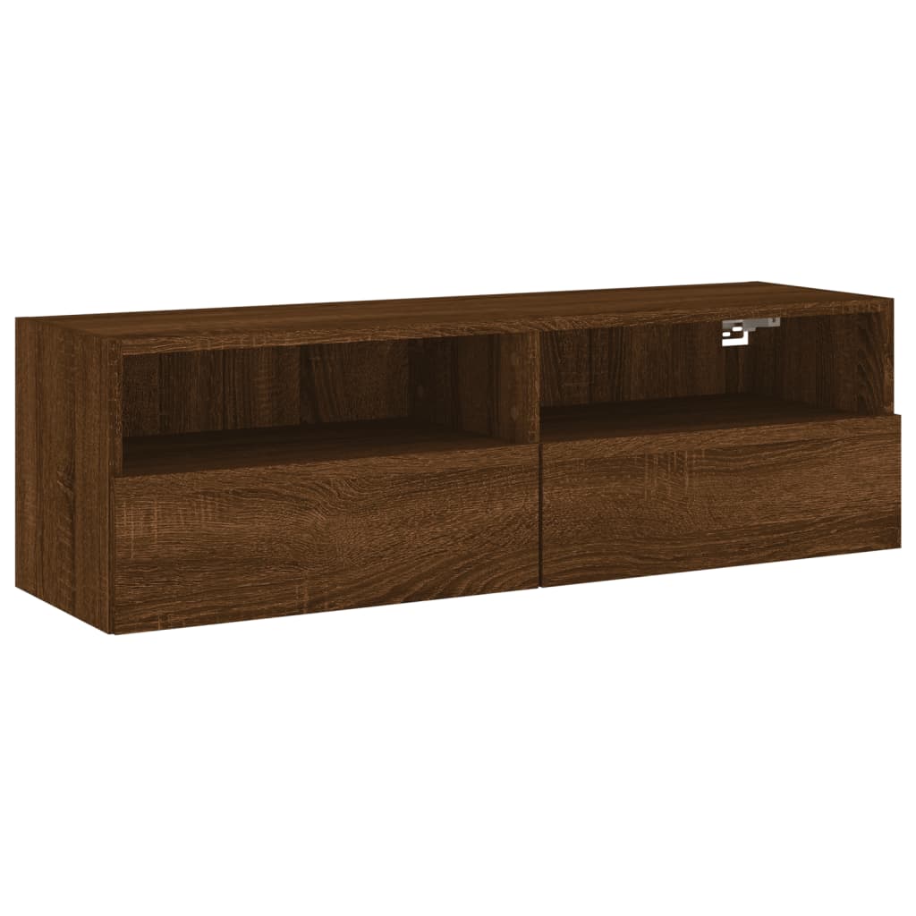 Meuble TV mural chêne marron 100x30x30 cm bois d'ingénierie - XIOS