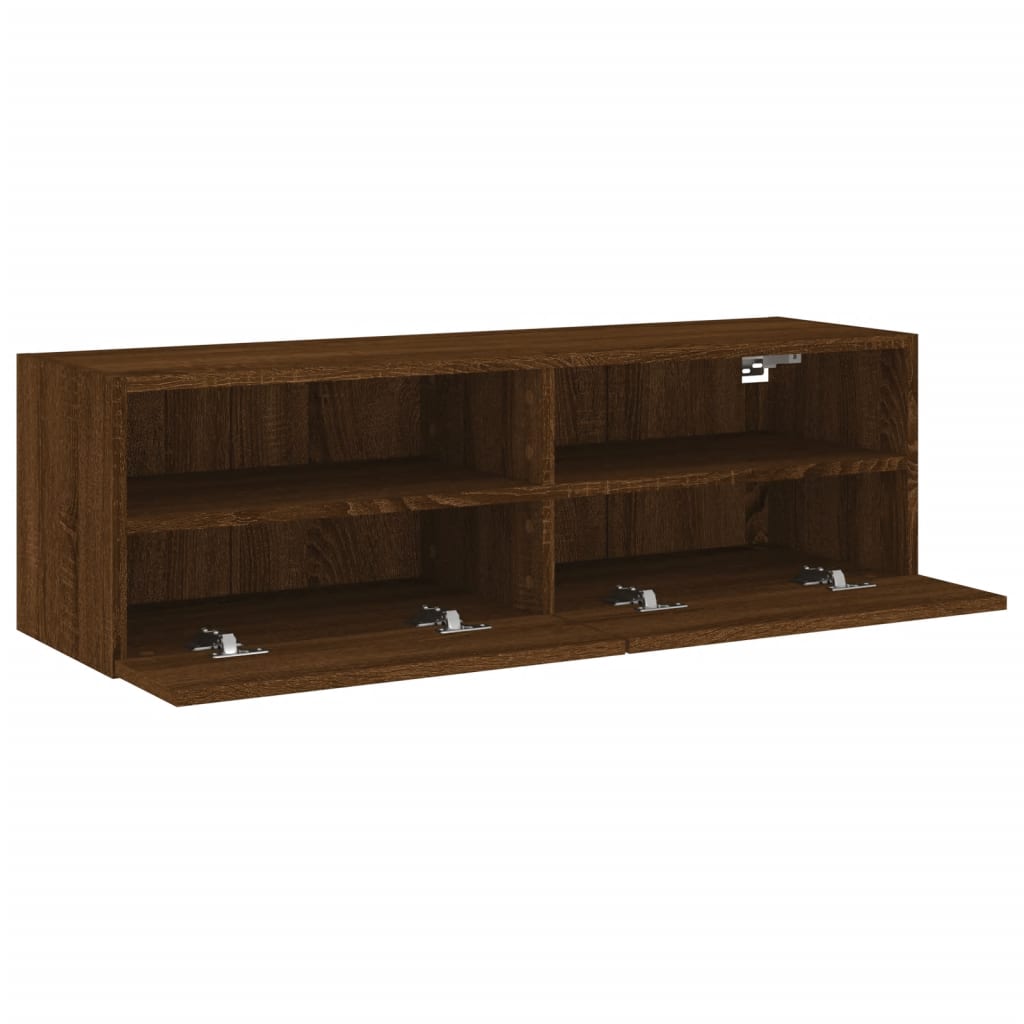 Meuble TV mural chêne marron 100x30x30 cm bois d'ingénierie - XIOS