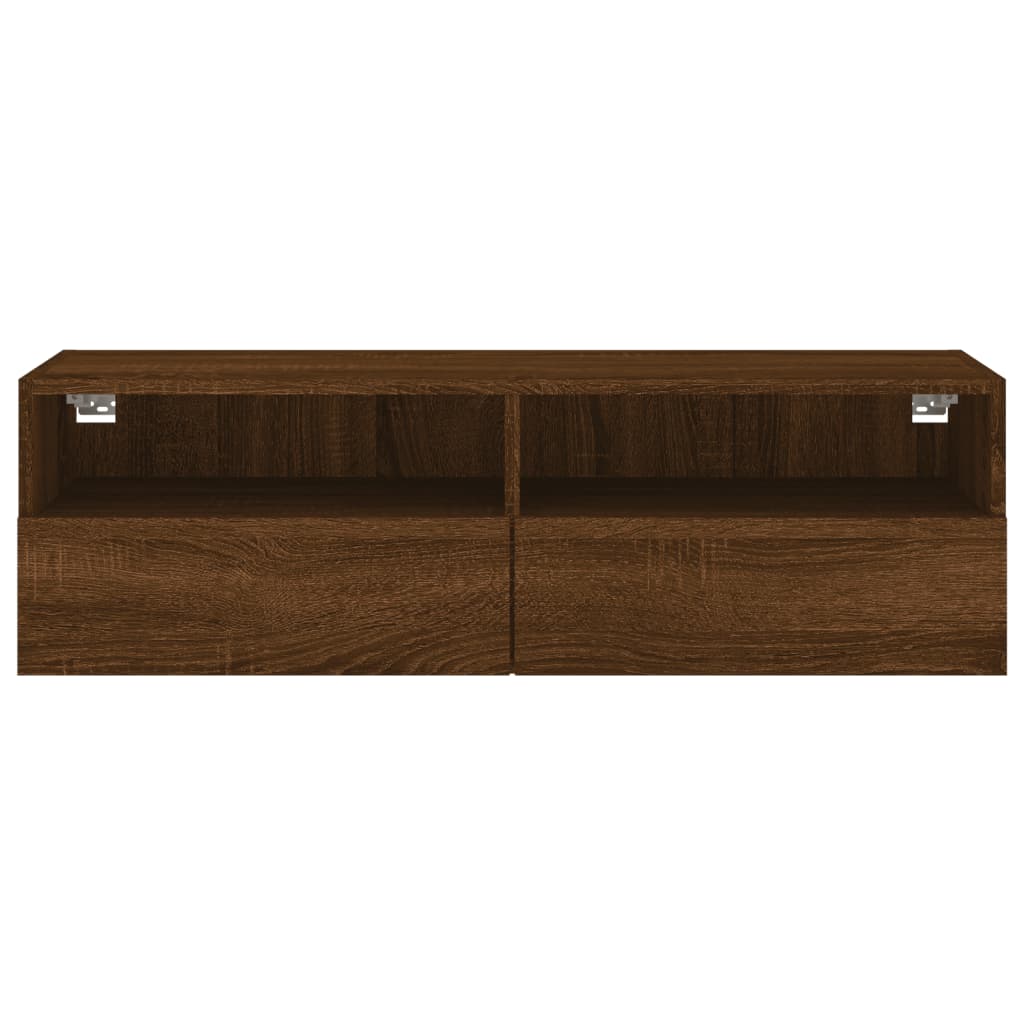 Meuble TV mural chêne marron 100x30x30 cm bois d'ingénierie - XIOS