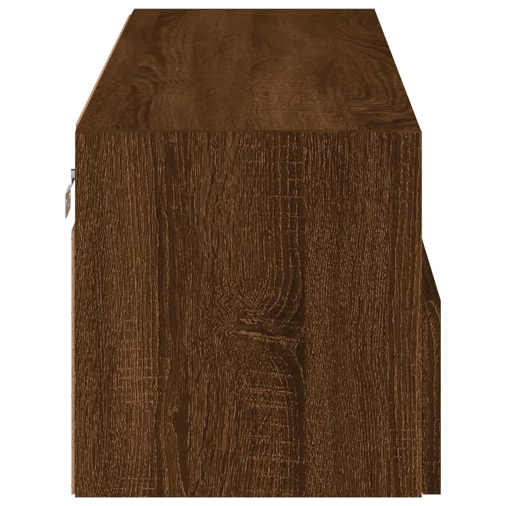 Meuble TV mural chêne marron 100x30x30 cm bois d'ingénierie - XIOS