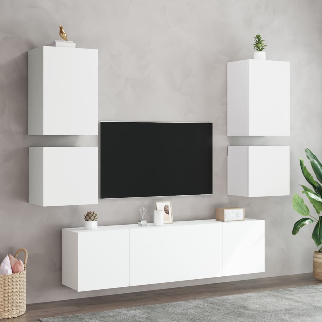 Meubles TV muraux 2 pcs blanc 40,5x30x40 cm bois d'ingénierie - XIOS