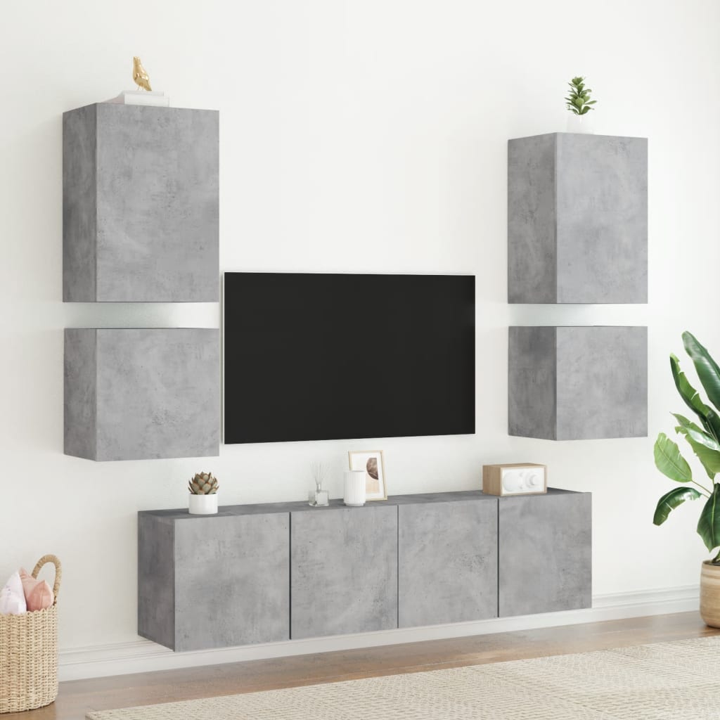 Meuble TV mural gris béton 40,5x30x40 cm bois d'ingénierie - XIOS
