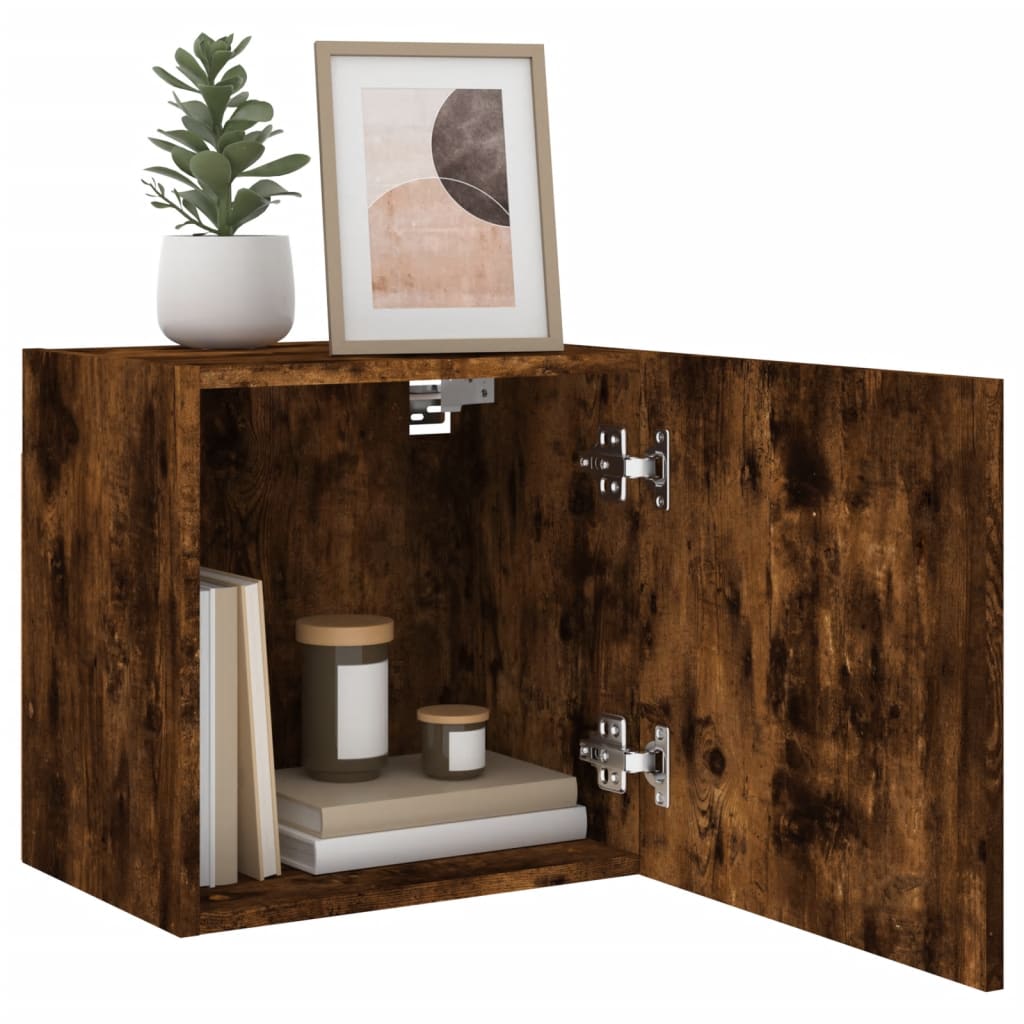 Meuble TV mural chêne fumé 40,5x30x40 cm bois d'ingénierie - XIOS