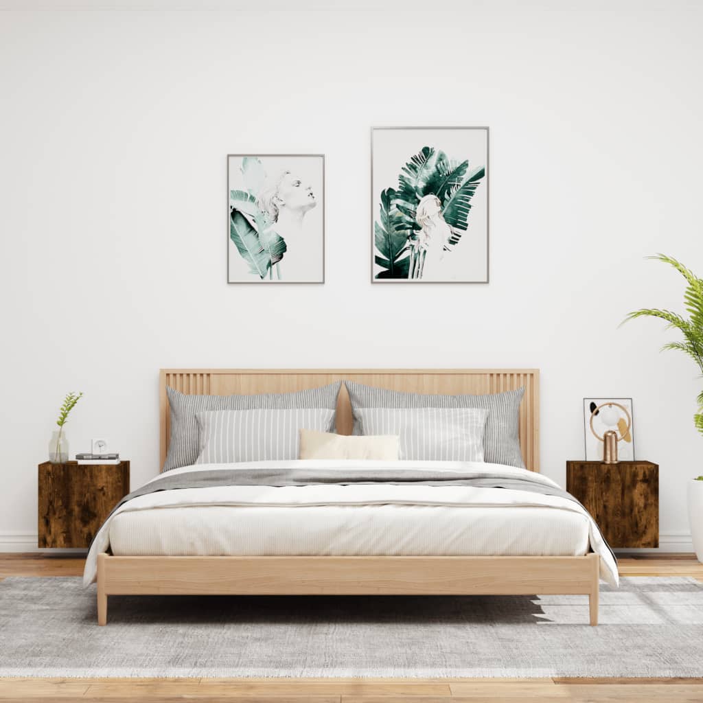 Meubles TV muraux 2 pcs chêne fumé 40,5x30x40cm bois ingénierie - XIOS