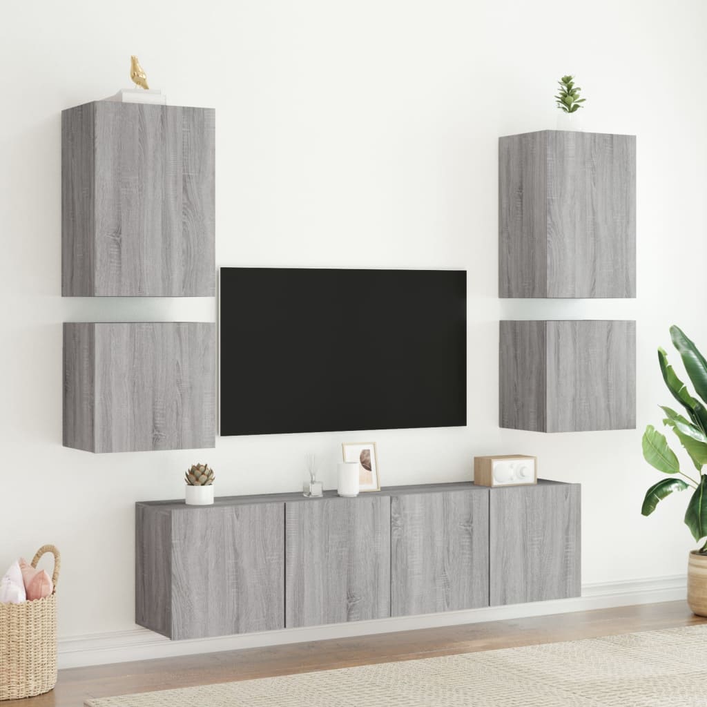 Meubles TV muraux 2pcs sonoma gris 40,5x30x40cm bois ingénierie - XIOS