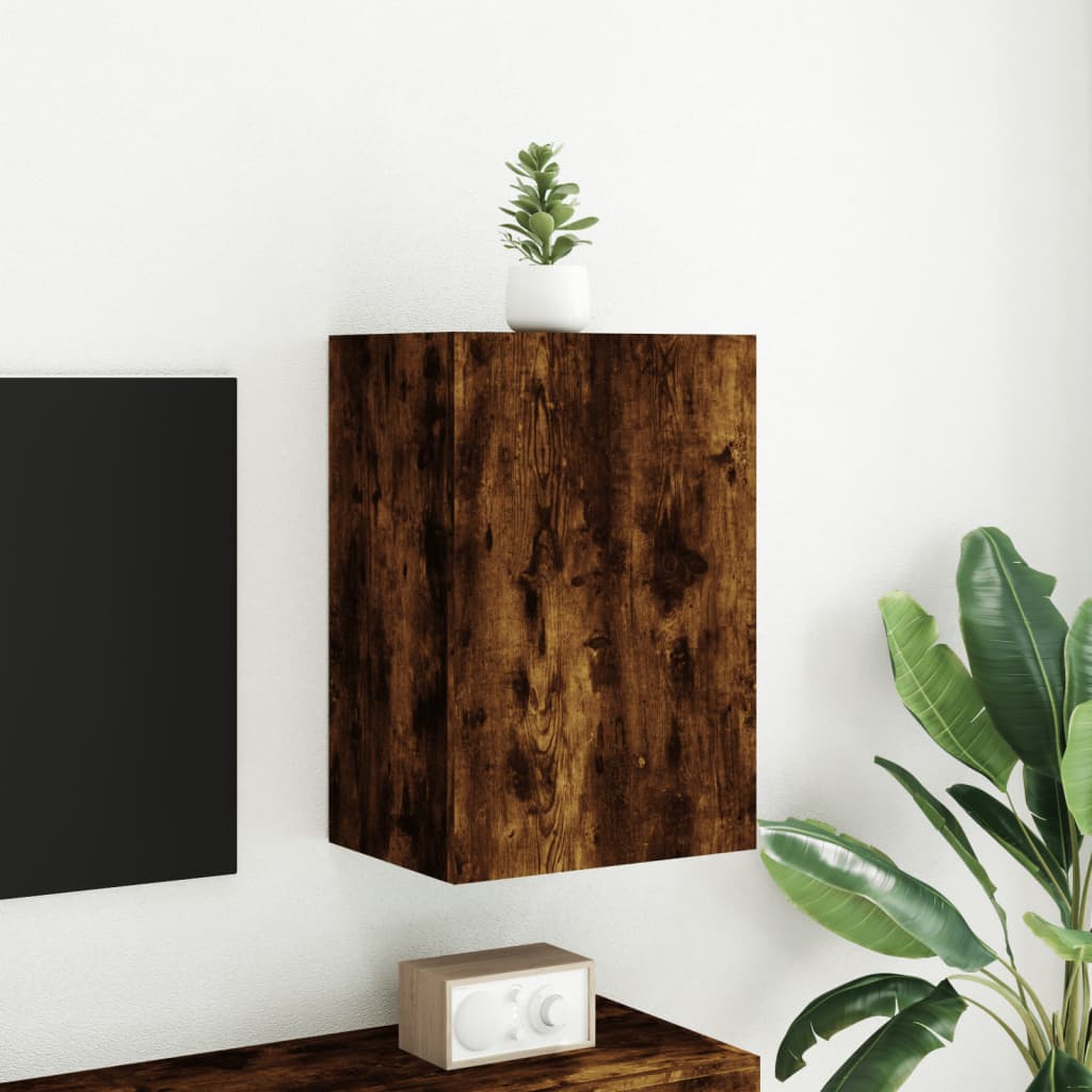 Meuble TV mural chêne fumé 40,5x30x60 cm bois d'ingénierie - XIOS