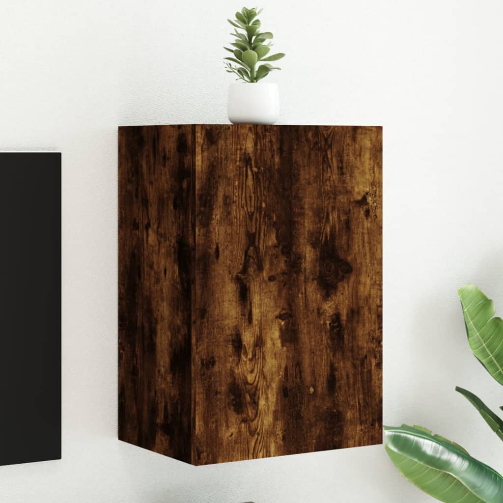 Meuble TV mural chêne fumé 40,5x30x60 cm bois d'ingénierie - XIOS