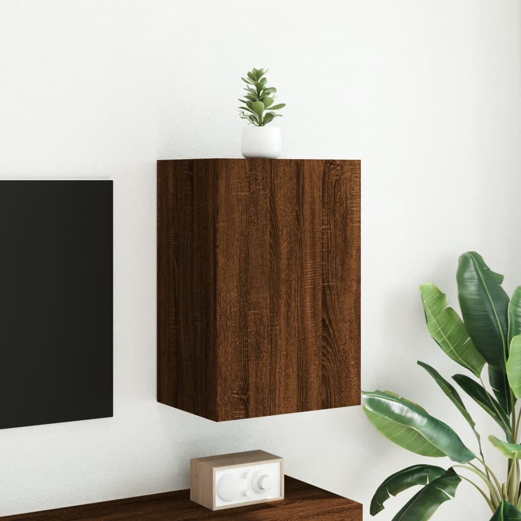 Meuble TV mural chêne marron 40,5x30x60 cm bois d'ingénierie - XIOS