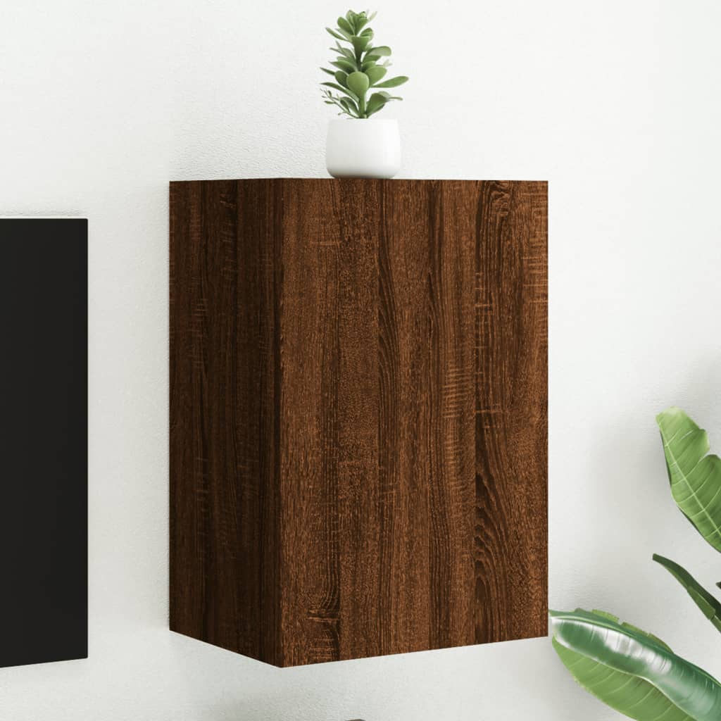 Meuble TV mural chêne marron 40,5x30x60 cm bois d'ingénierie - XIOS