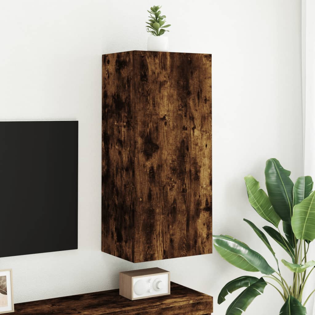 Meuble TV mural chêne fumé 40,5x30x90 cm bois d'ingénierie - XIOS
