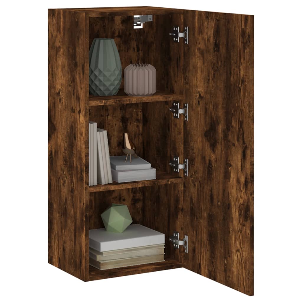 Meuble TV mural chêne fumé 40,5x30x90 cm bois d'ingénierie - XIOS