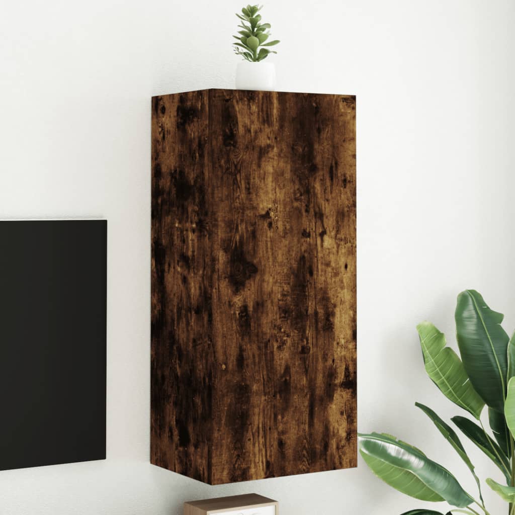 Meuble TV mural chêne fumé 40,5x30x90 cm bois d'ingénierie - XIOS