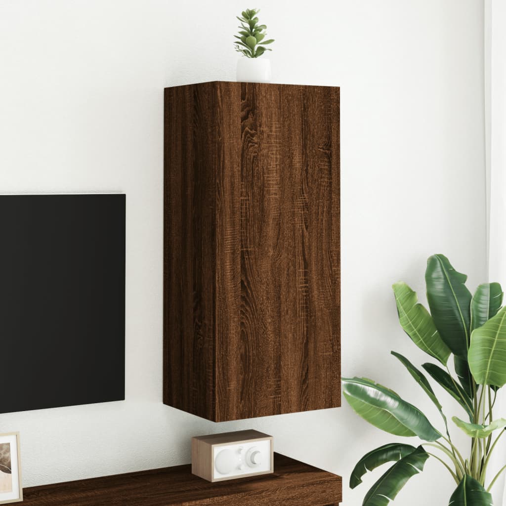 Meuble TV mural chêne marron 40,5x30x90 cm bois d'ingénierie - XIOS