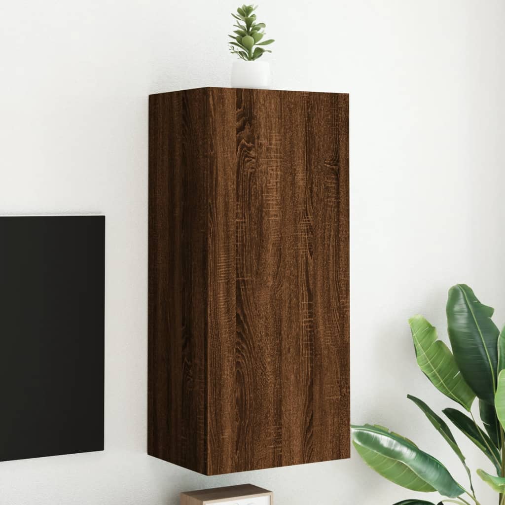Meuble TV mural chêne marron 40,5x30x90 cm bois d'ingénierie - XIOS