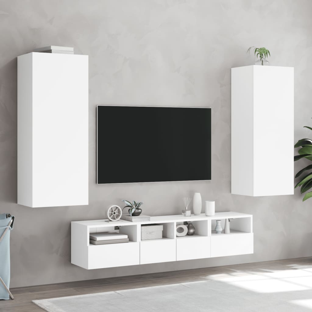 Meuble TV mural blanc 40,5x30x102 cm bois d'ingénierie - XIOS