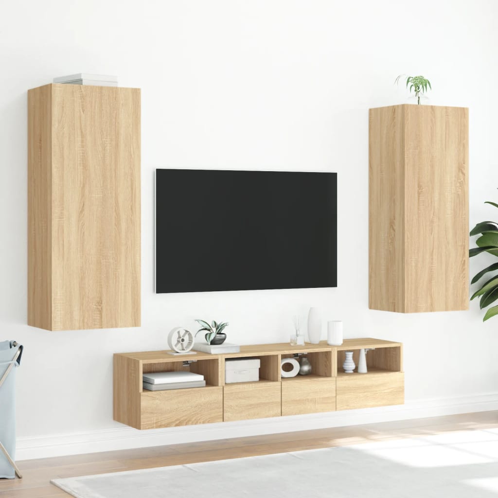 Meuble TV mural chêne sonoma 40,5x30x102 cm bois d'ingénierie - XIOS