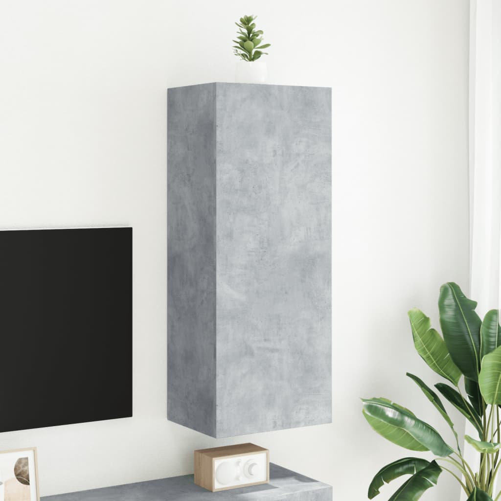 Meuble TV mural gris béton 40,5x30x102 cm bois d'ingénierie - XIOS
