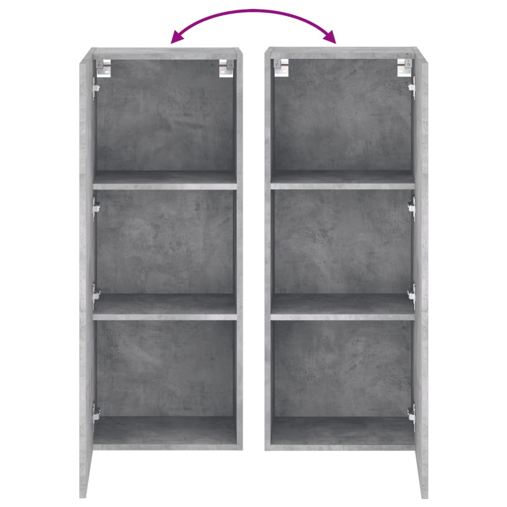 Meuble TV mural gris béton 40,5x30x102 cm bois d'ingénierie - XIOS