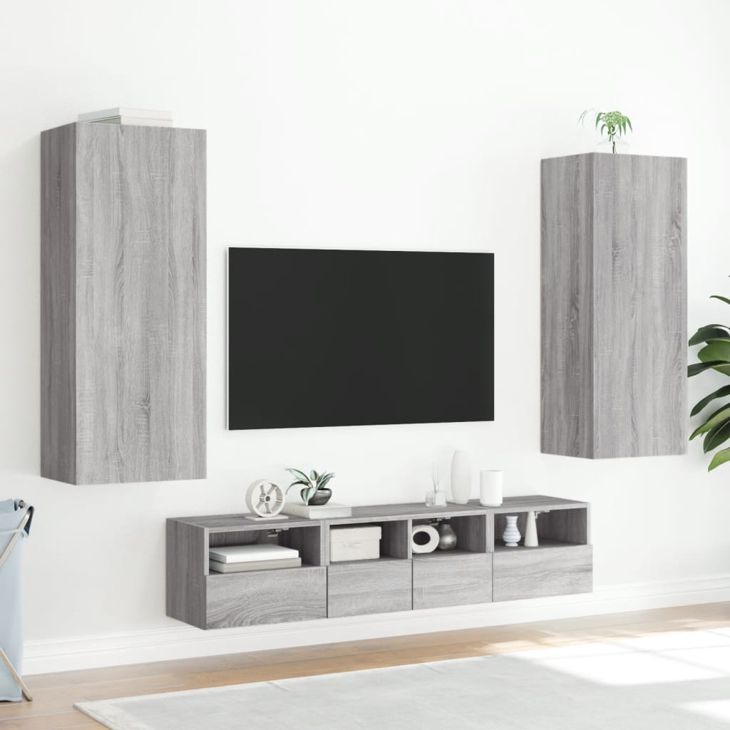 Meuble TV mural sonoma gris 40,5x30x102 cm bois d'ingénierie - XIOS