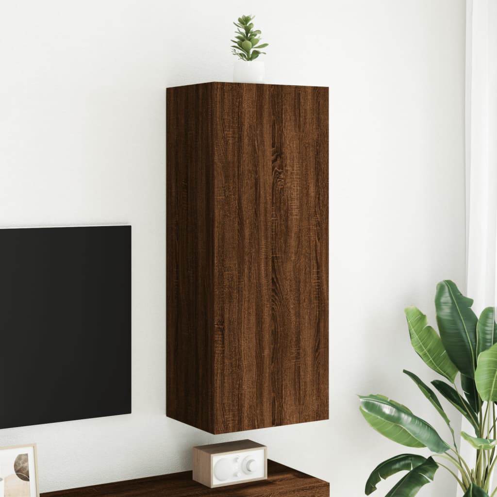 Meuble TV mural chêne marron 40,5x30x102 cm bois d'ingénierie - XIOS