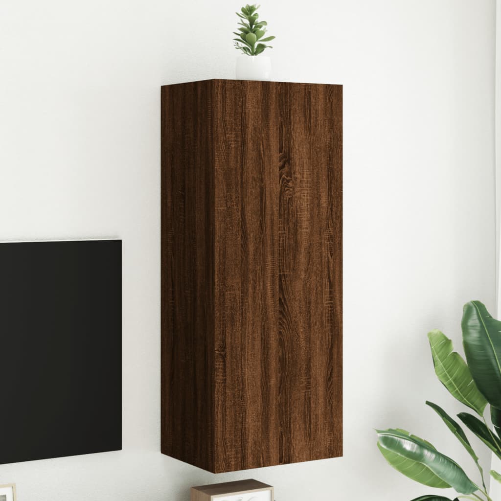 Meuble TV mural chêne marron 40,5x30x102 cm bois d'ingénierie - XIOS