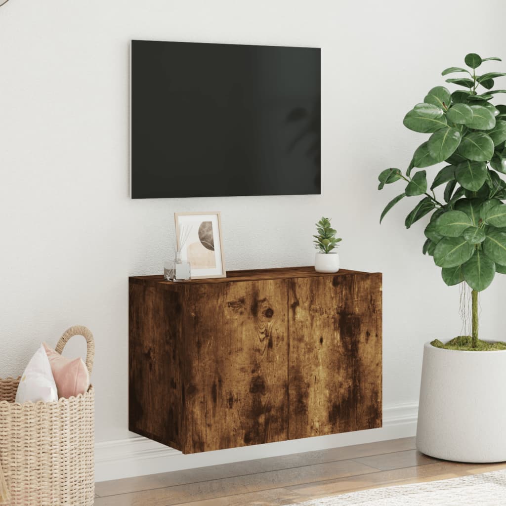 Meuble TV mural chêne fumé 60x30x41 cm - XIOS