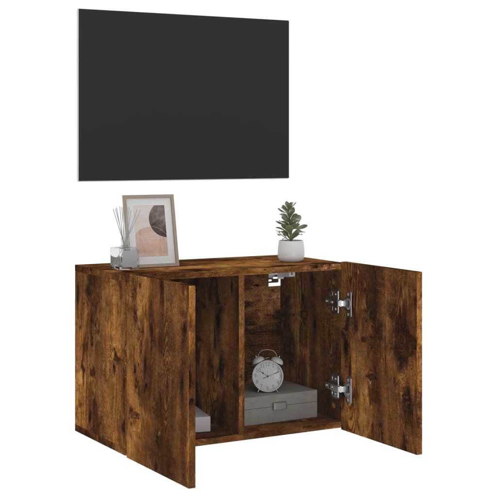 Meuble TV mural chêne fumé 60x30x41 cm - XIOS